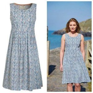 Seasalt Cornwall Gylly Raindrop Print Pleated Fit & Flare Dress Size US 12/UK16